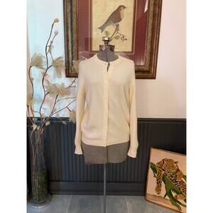Glenmac 100% Cashmere Cardigan Made in Scotland Ivory Button Sweater